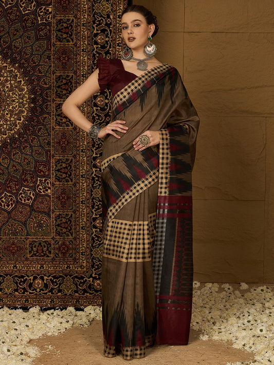 Stunning Designer Saree crafted from luxurious Bhagalpuri Silk