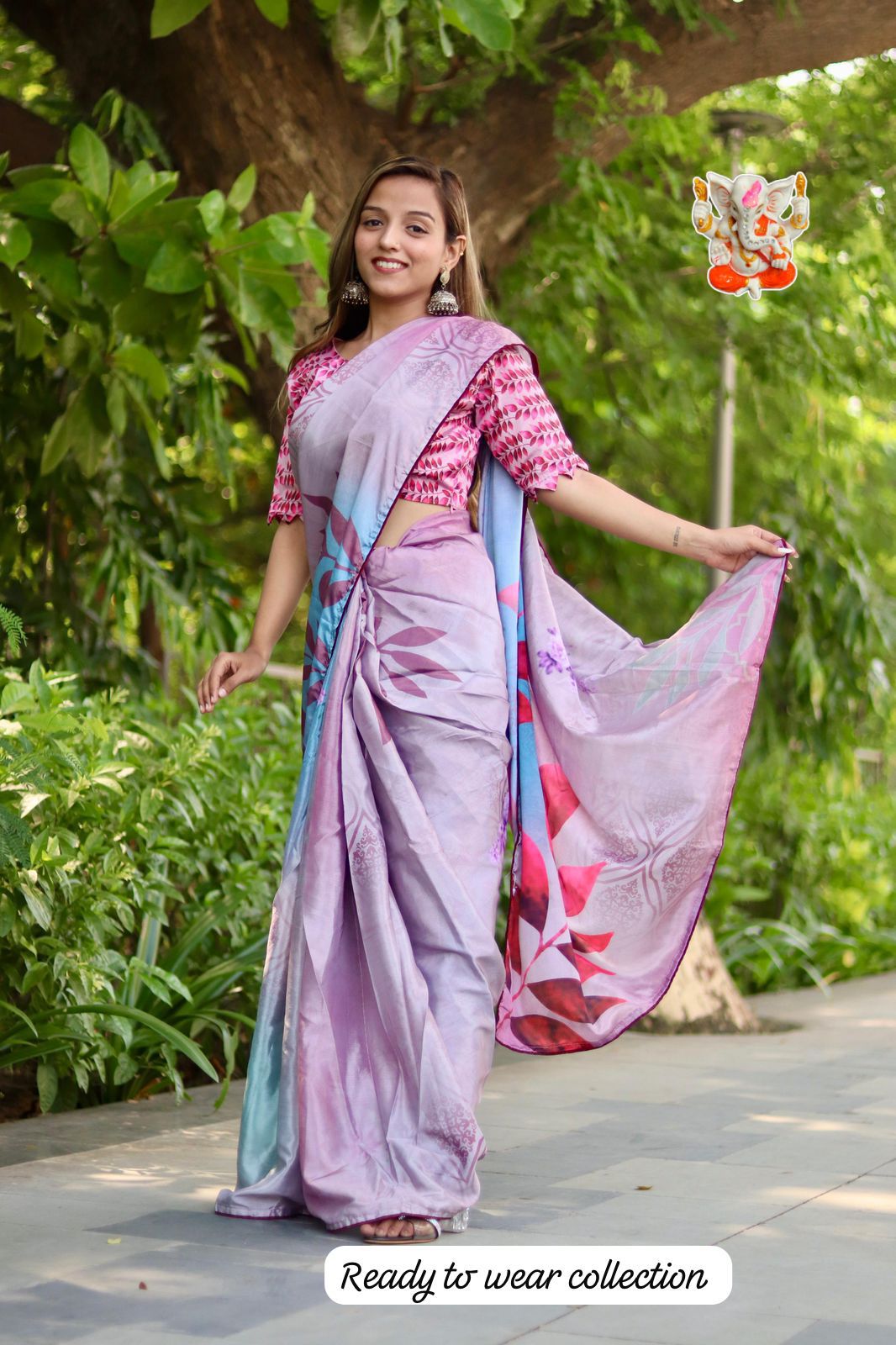 Digital Printed Silk Saree - Ready to Wear