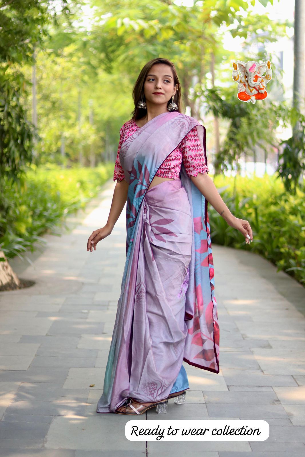 Digital Printed Silk Saree - Ready to Wear