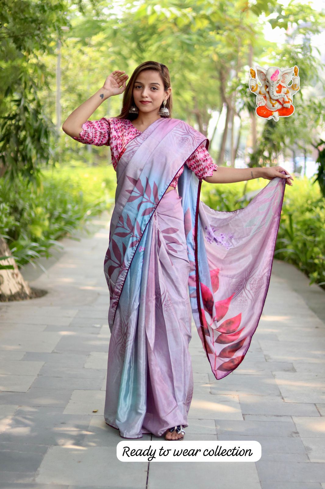 Digital Printed Silk Saree - Ready to Wear